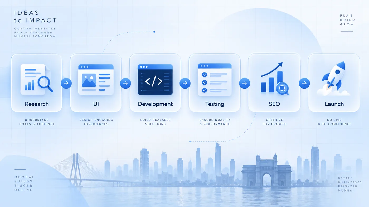 Custom web development process for Mumbai businesses from research to launch